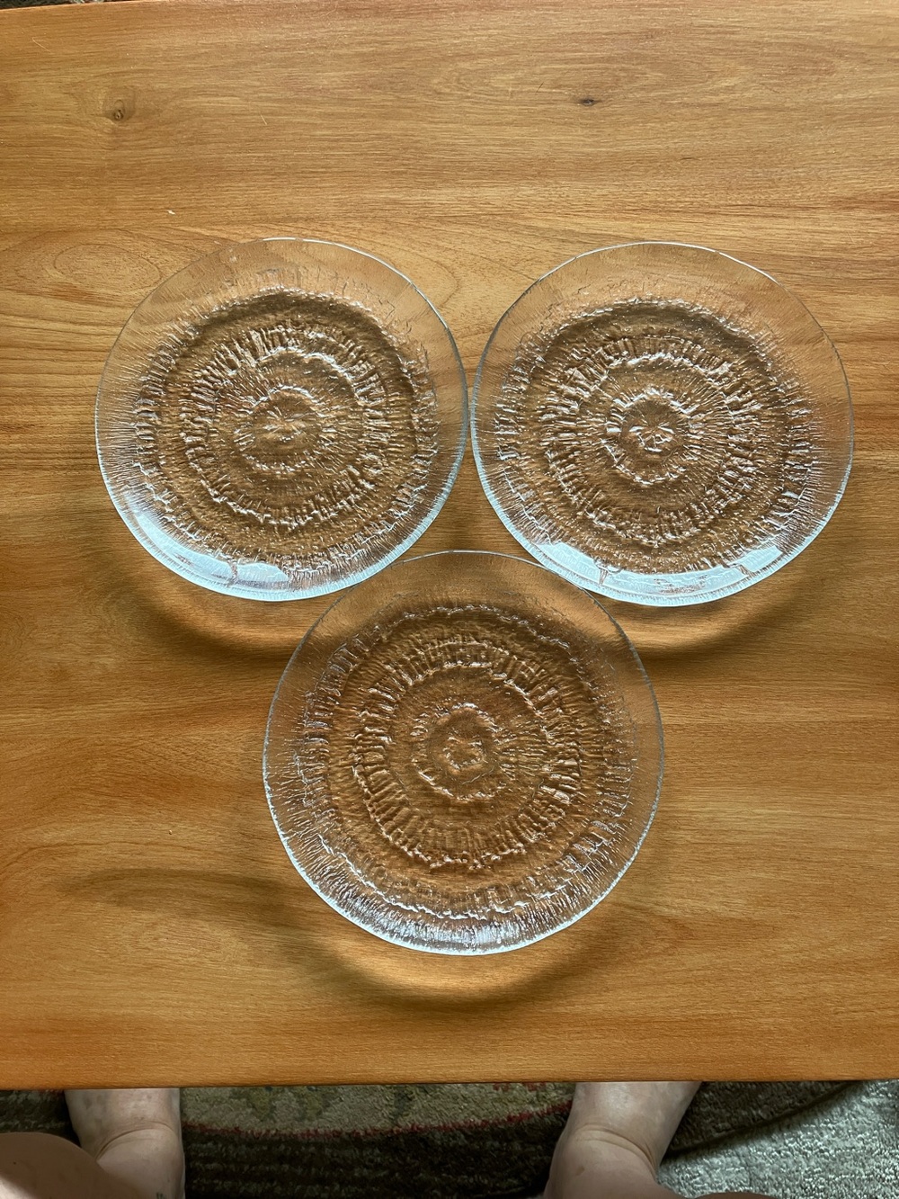 Vintage Iittala Solaris Clear Textured Glass Salad/Dessert Plates - Set of 3